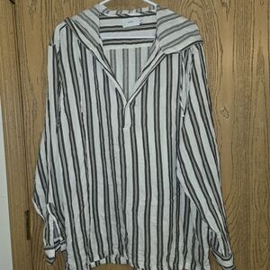 Onia Black and White Striped Shirt